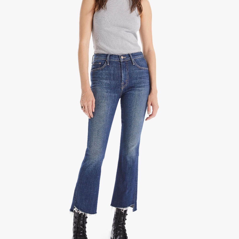 Mother Insider Crop Step Fray jeans in Shake Well